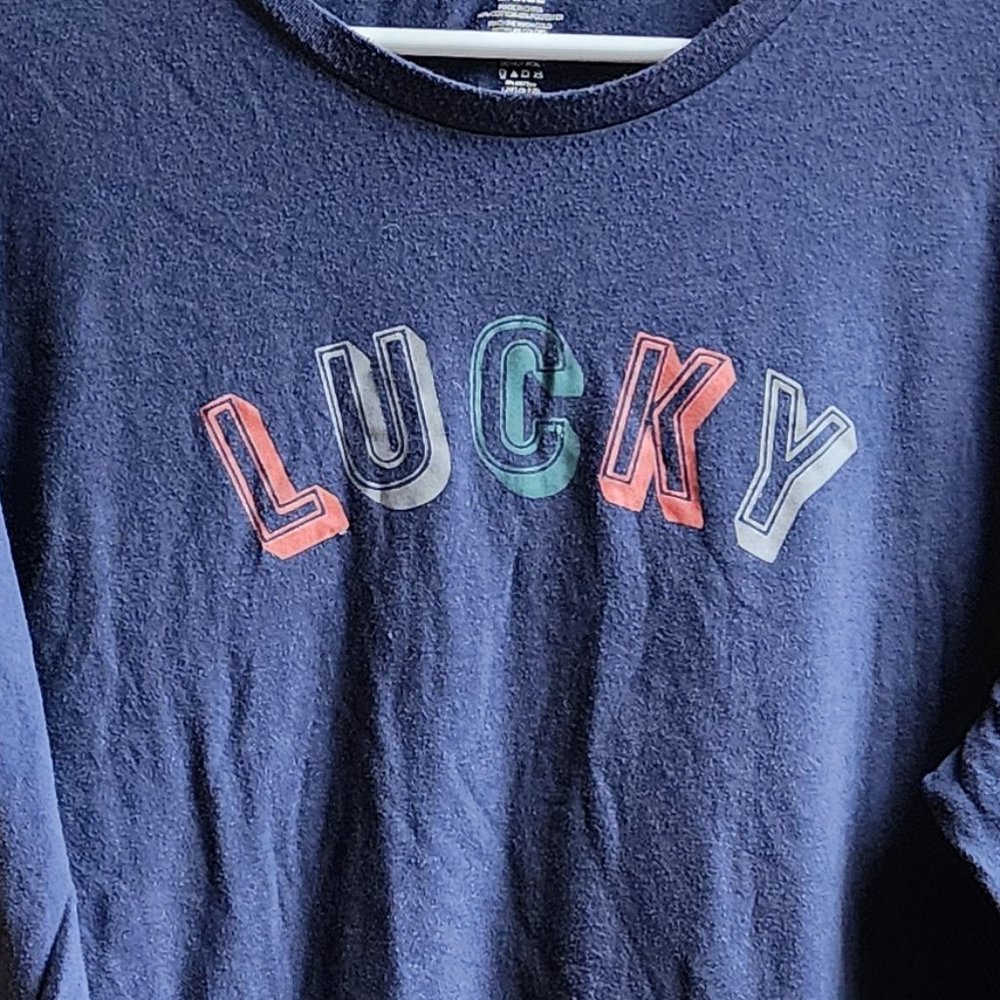 Lucky Brand Navy Blue Graphic Pajama Long Sleeve T-Shirt Size Large - Picture 5 of 12